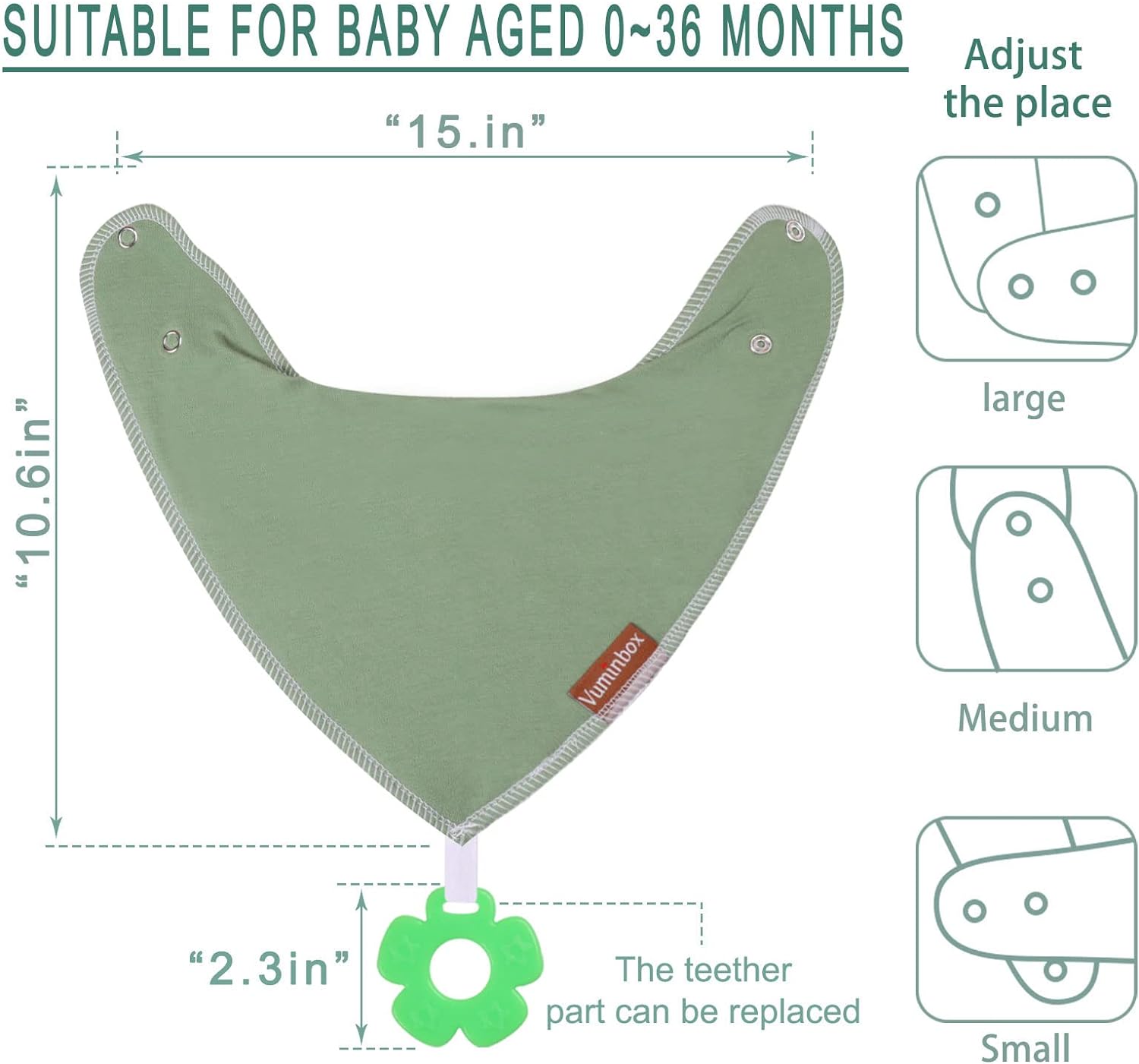 vuminbox Baby Bandana Drool Bibs 6-Pack and Teething Toys 6-Pack Made with 100% Organic Cotton, Absorbent and Soft Unisex - Image 4